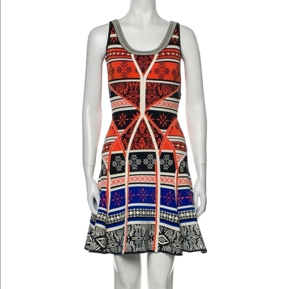 Diane Von Furstenberg Desert Bands Abstact Multi Color Fit & Flare Scuba Dress P - Picture 4 of 12